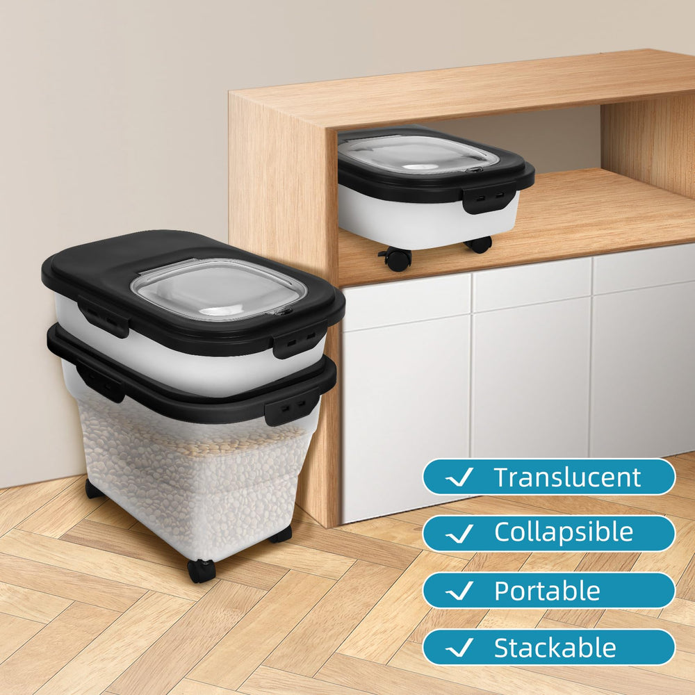 YECERCAN dog-food-container collapsible size shows expanded vs compact storage options.