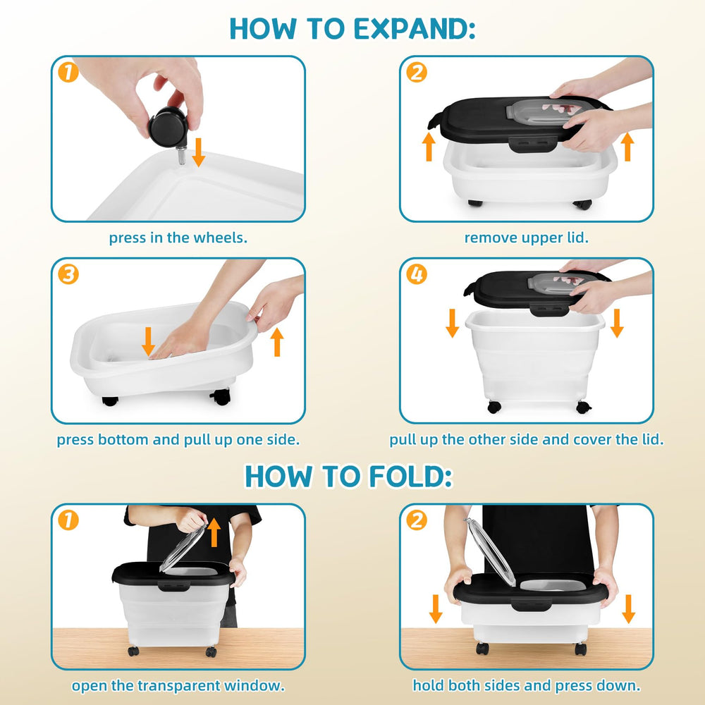 YECERCAN dog-food-container rolling wheels enable easy movement even when full.
