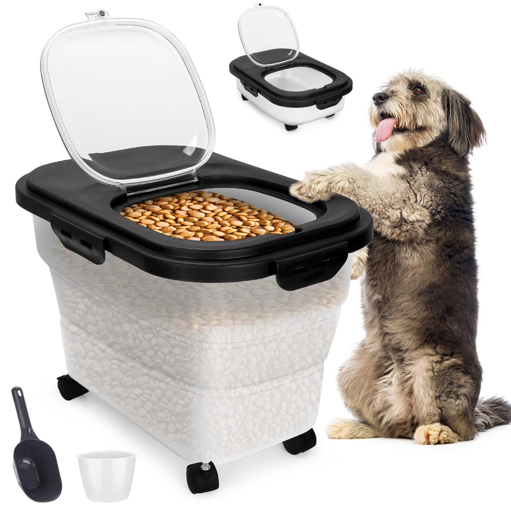 YECERCAN dog-food-container translucent body view helps you see kibble levels at a glance.