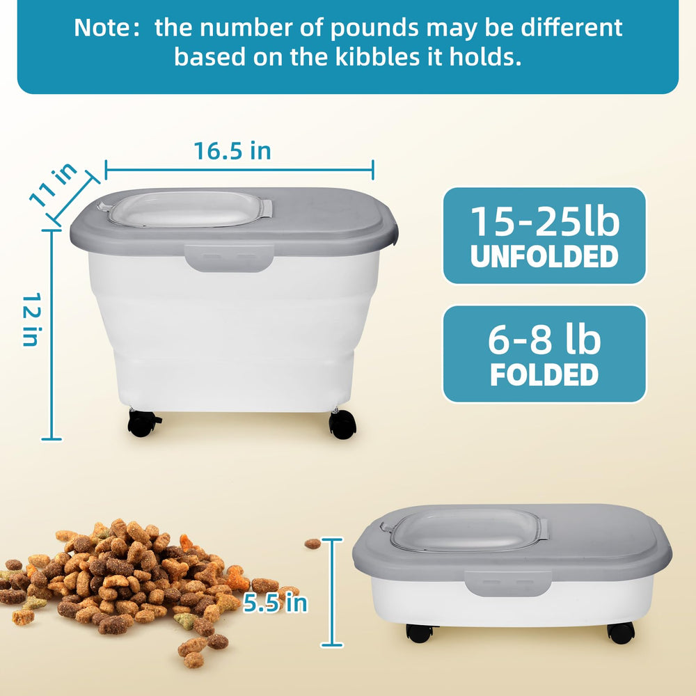 YECERCAN-expanded-dog-food-bin shows large capacity for 15-25 lb dry food.