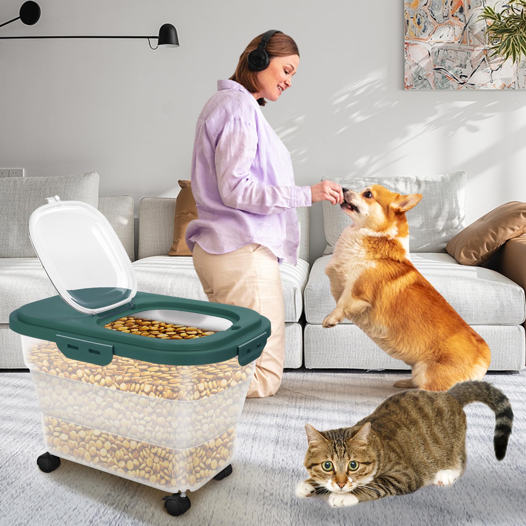 YECERCAN silicone seal and desiccant slot help keep kibble dry and pest-free