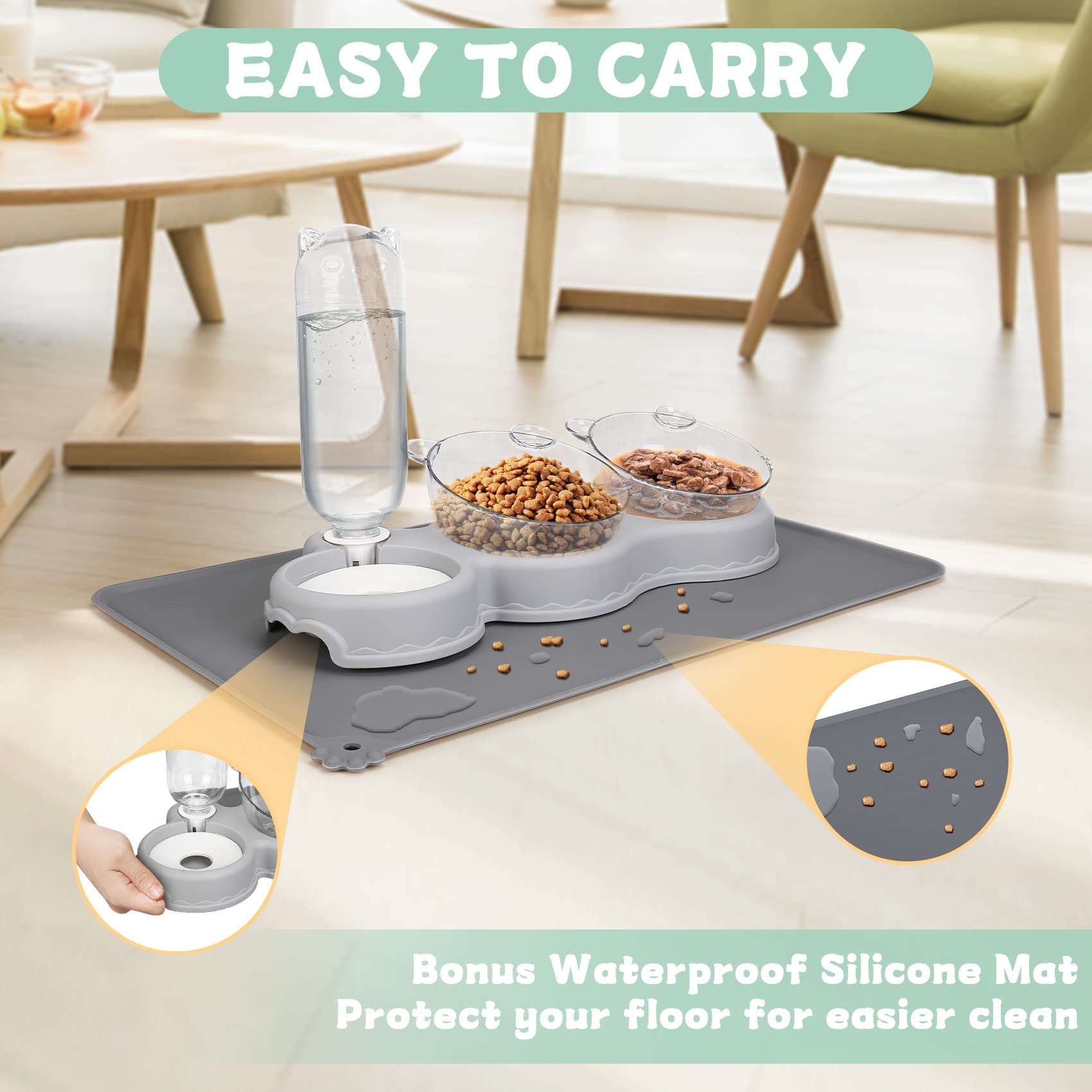 YECERCAN silicone floor mat protects floors and catches spills