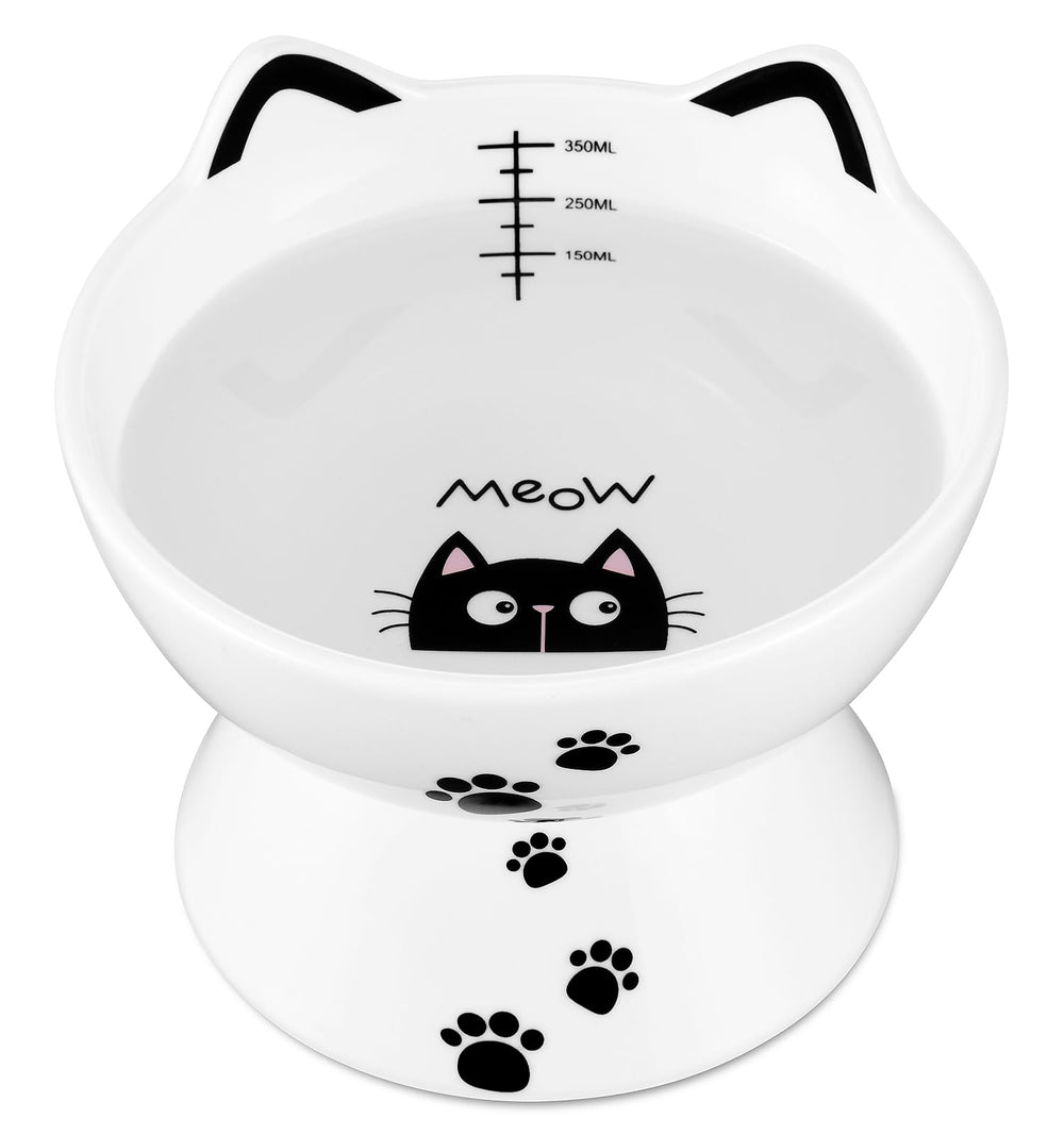 Yedio porcelain raised cat bowl with anti-slip band keeps water steady.