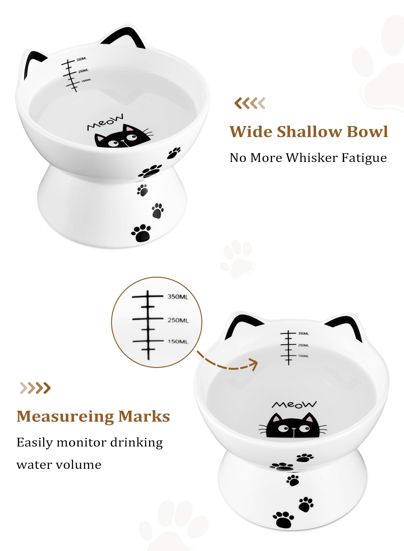 Yedio sturdy white porcelain cat bowl designed for durable daily use.