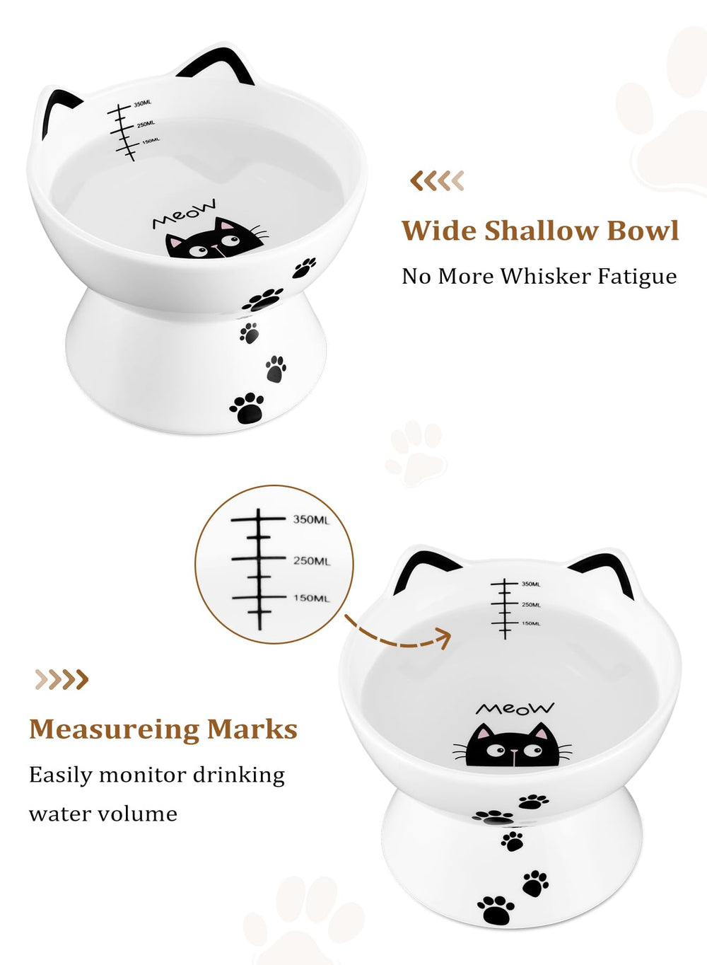 Yedio sturdy white porcelain cat bowl designed for durable daily use.