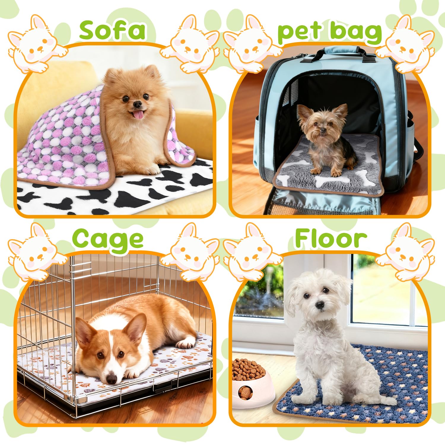 YedsIntu six-pack blankets measuring 24x16 inches for pets