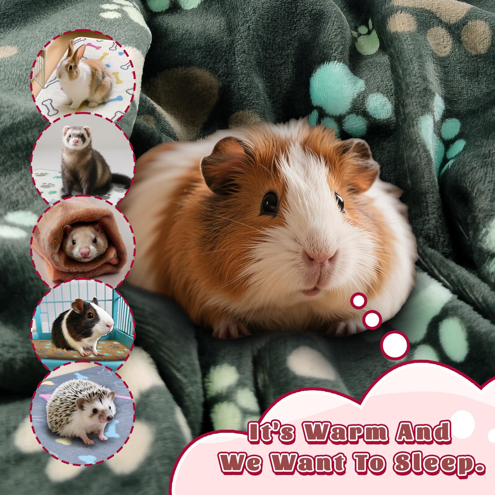 YedsIntu six-pack small animal blankets provide flexible bedding options.