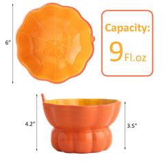 Yeexoxow pumpkin bowl side view highlighting whisker-friendly height for comfortable dining.