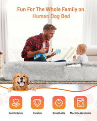 YEFU human dog bed anti-slip bottom keeps stability on floors.