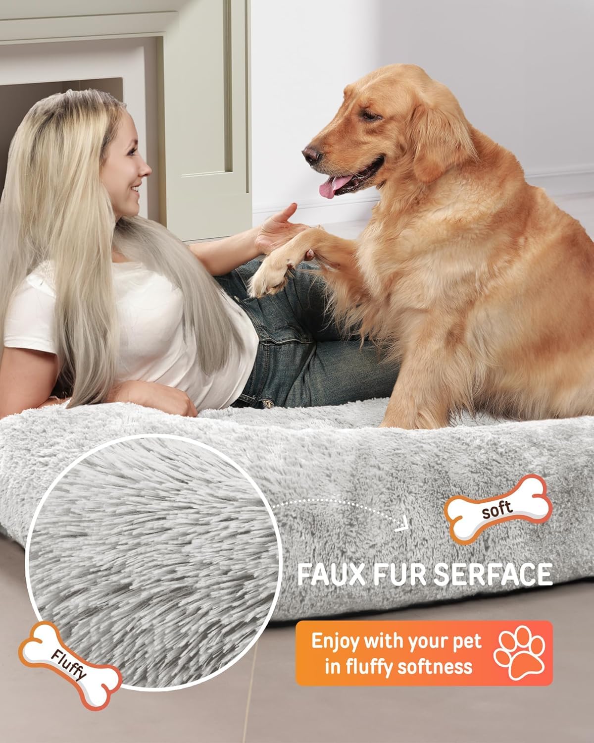 YEFU human dog bed removable-washable-cover enables easy cleaning after use.