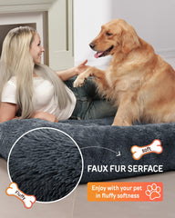 YEFU washable faux fur cover keeps the bed clean and inviting after playtime