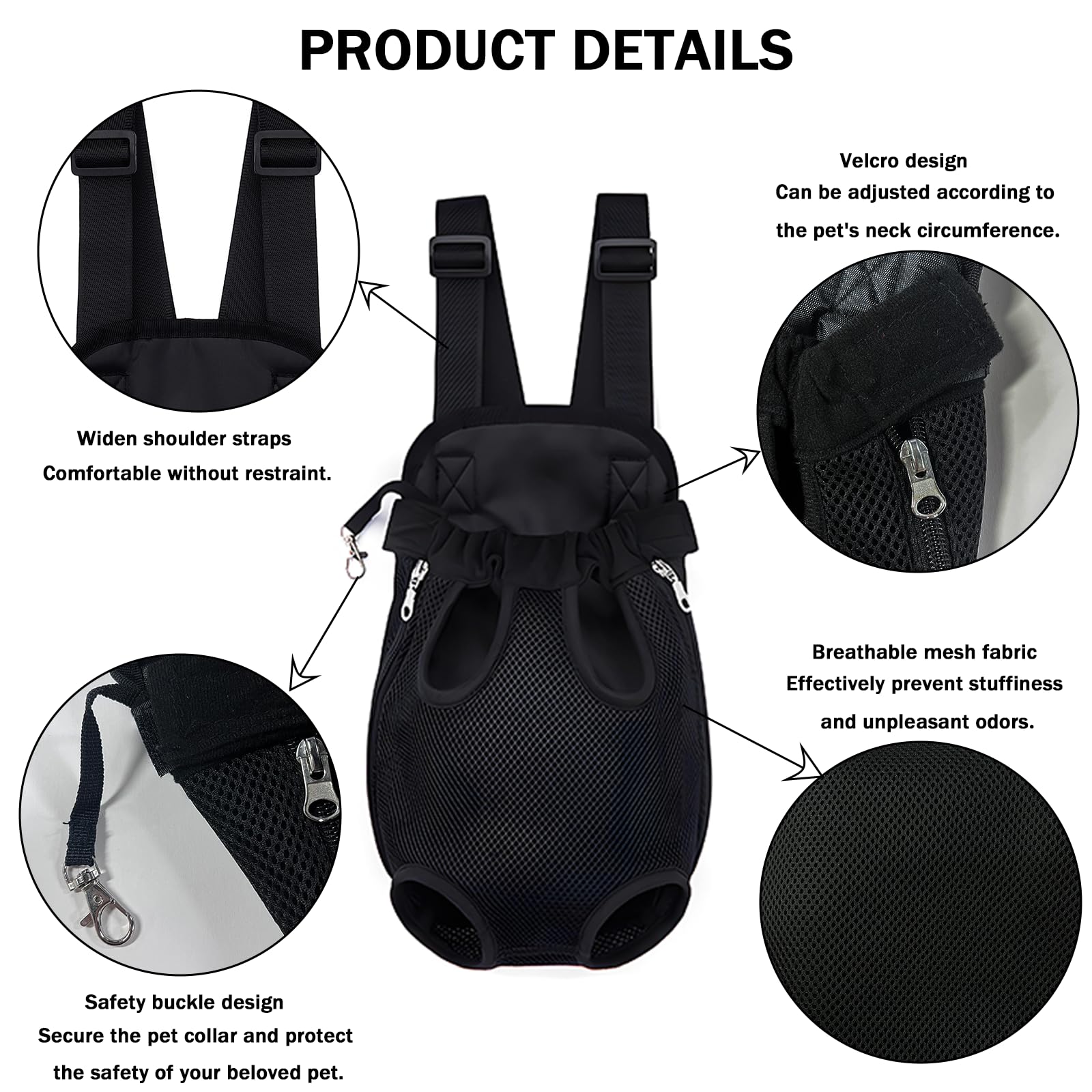 Yehenarn pet carrier backpack leg holes ensure roomy comfort during wear.