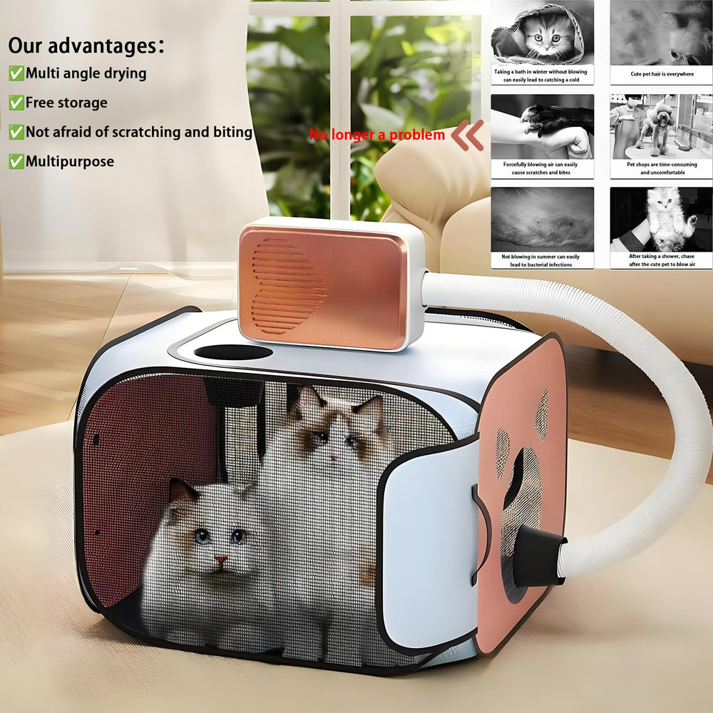 Yehenarn pet dryer box pet pad inside highlights cozy indoor drying area.