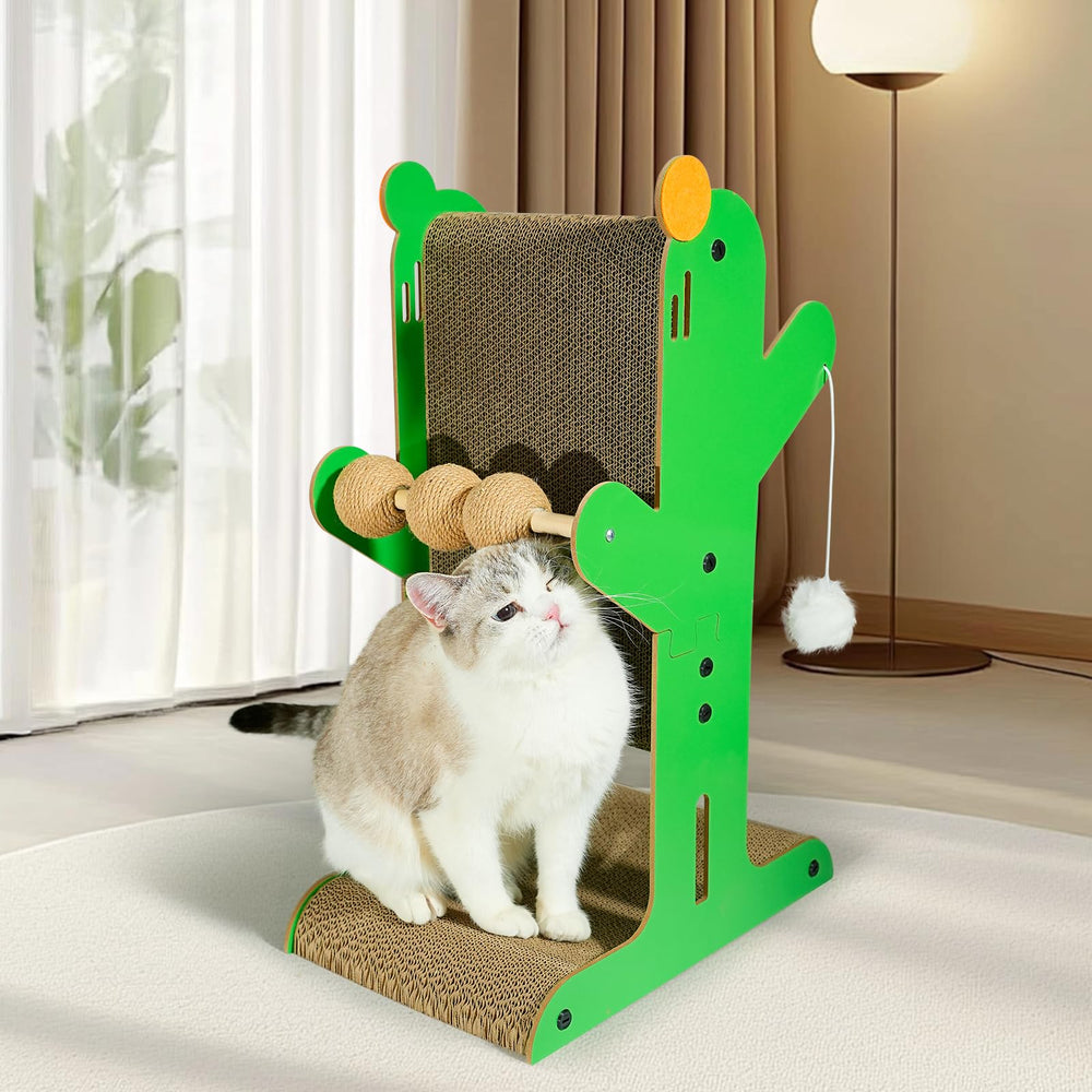 YEMOO cat scratcher placed in a corner saving space and protecting upholstery