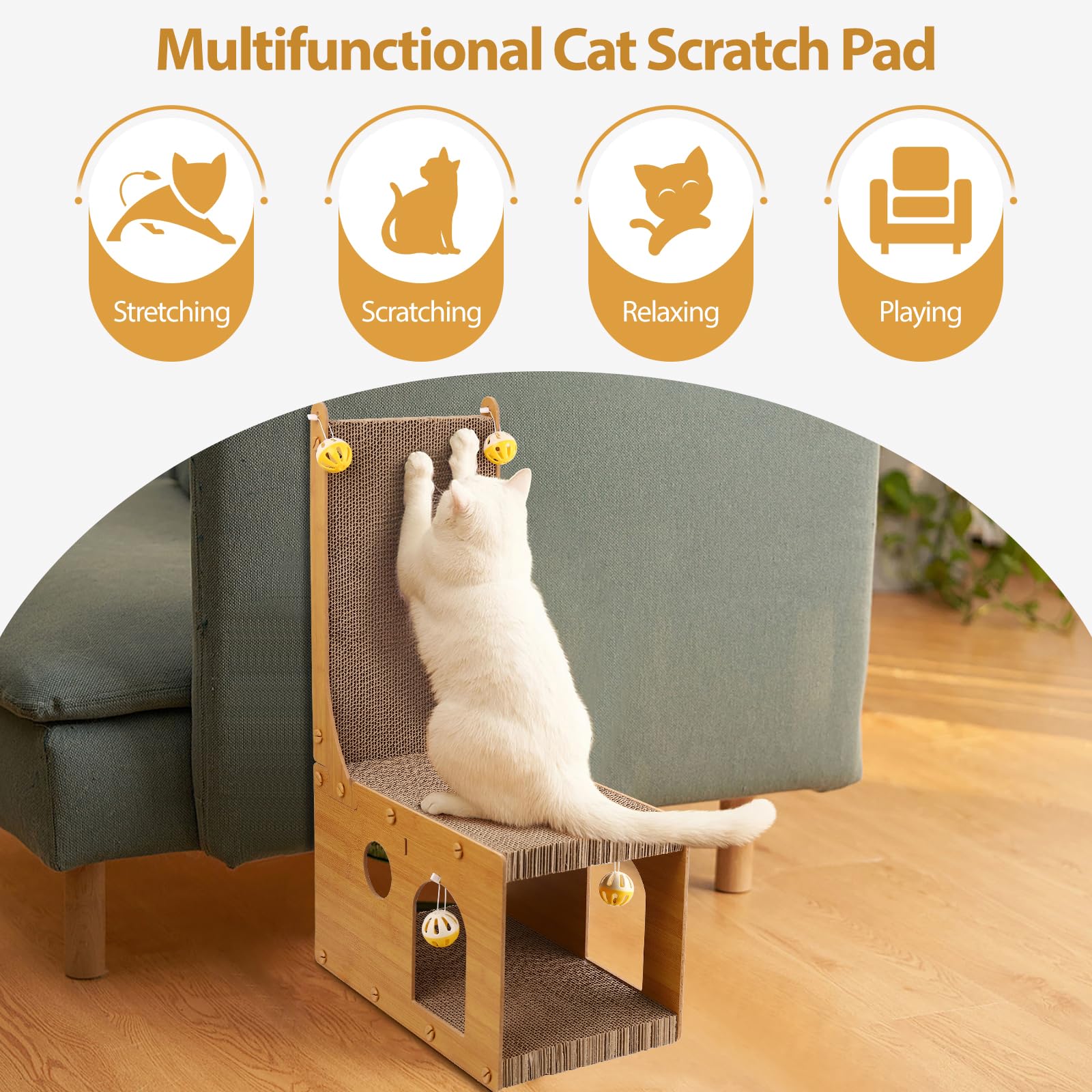 YEMOO cat scratcher dense cardboard with wood frame for durability