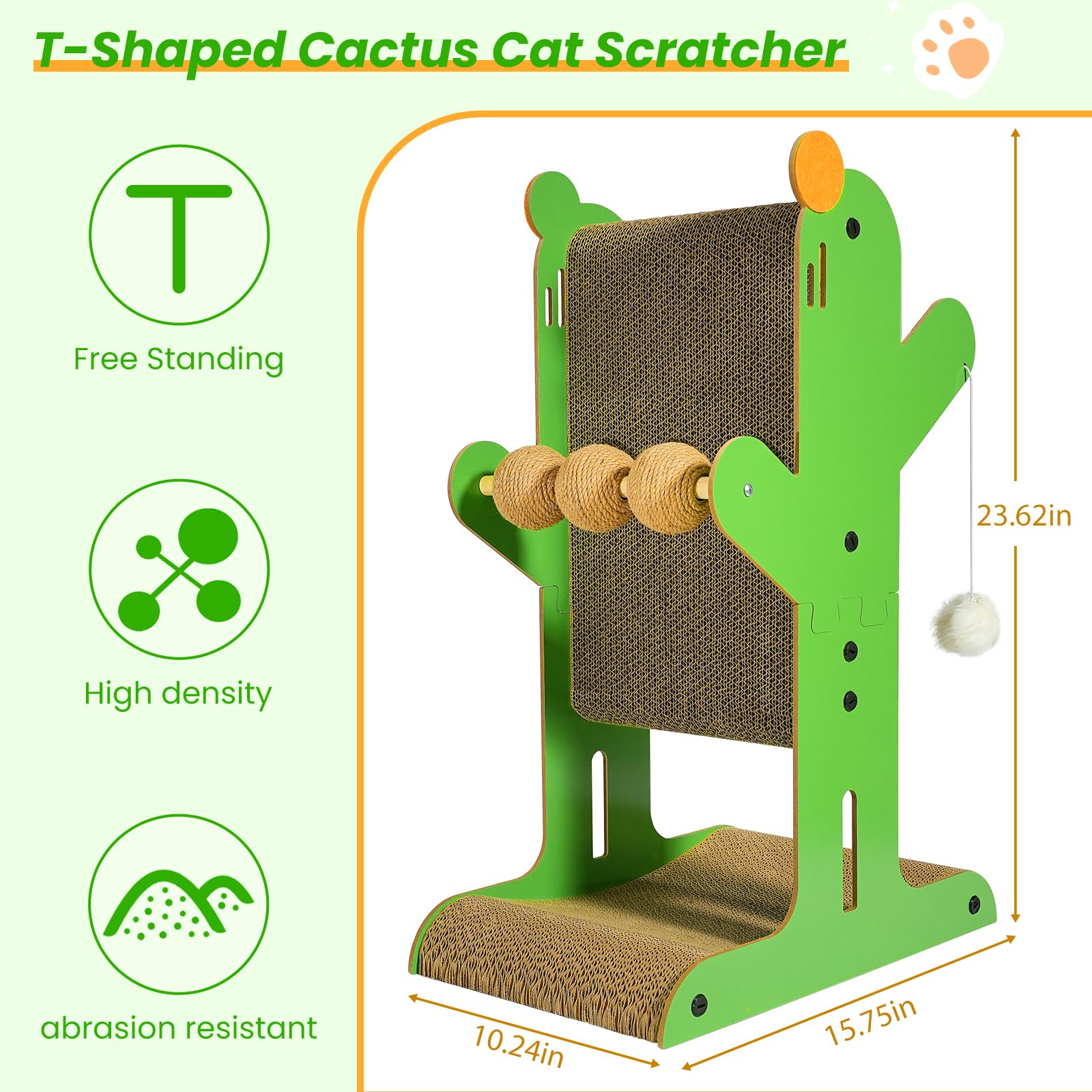 YEMOO cat scratcher wood frame and cardboard durability in a modern setup