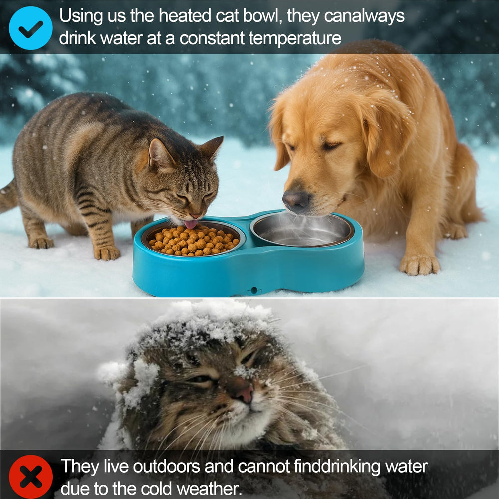 YEOLEH pet heated bowl 23oz capacity ideal for multiple pets or all-day use.