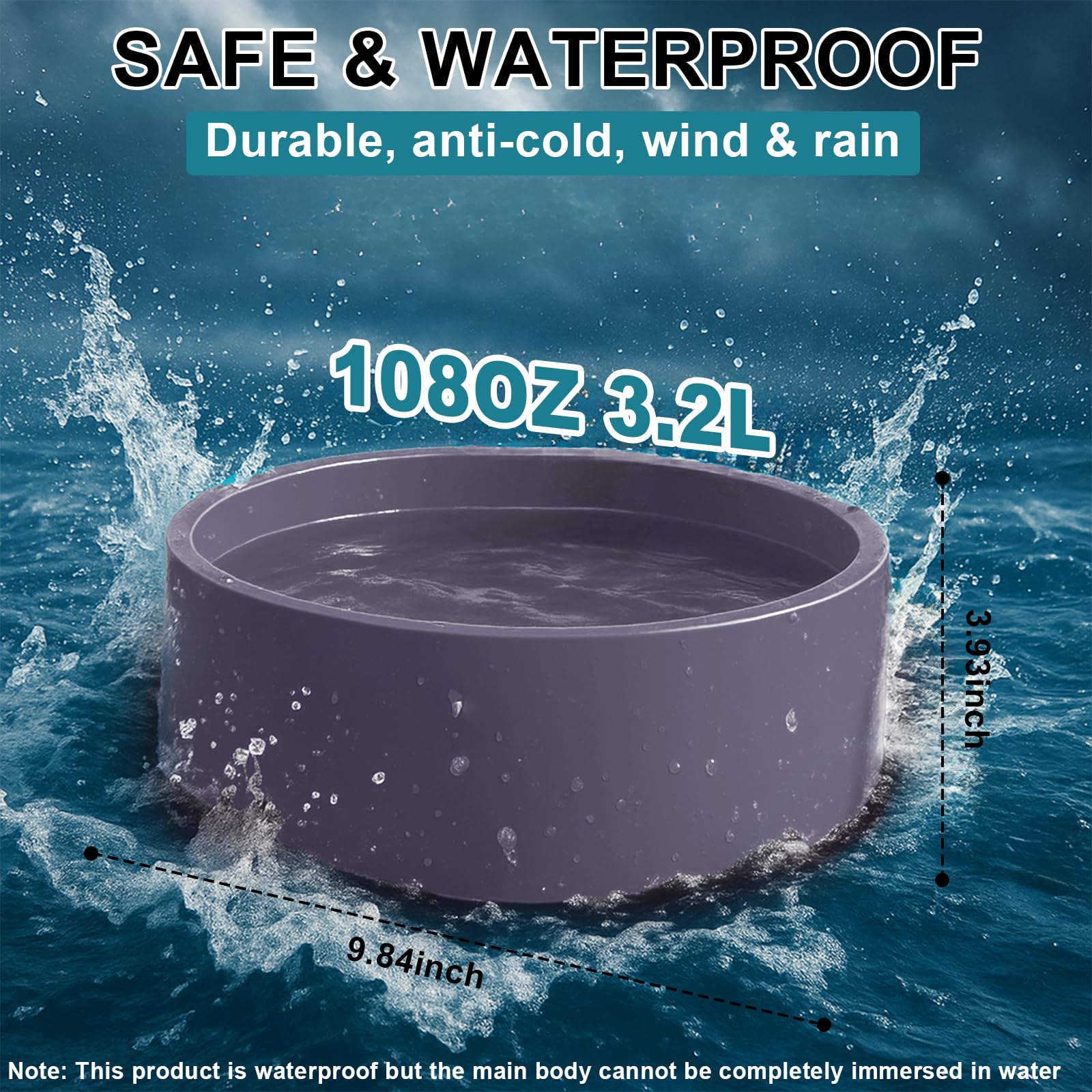 YEOLEH Pet Heated Bowl chew-resistant-cord protects cables during outdoor use.
