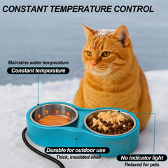 YEOLEH pet heated bowl removable stainless-steel bowls simplify cleaning and food safety.