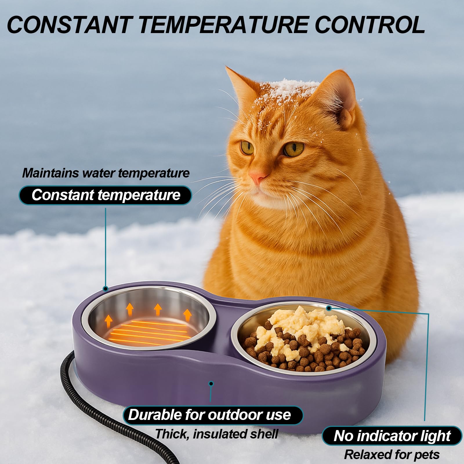 YEOLEH heated-bowl with removable stainless steel bowls for easy cleaning