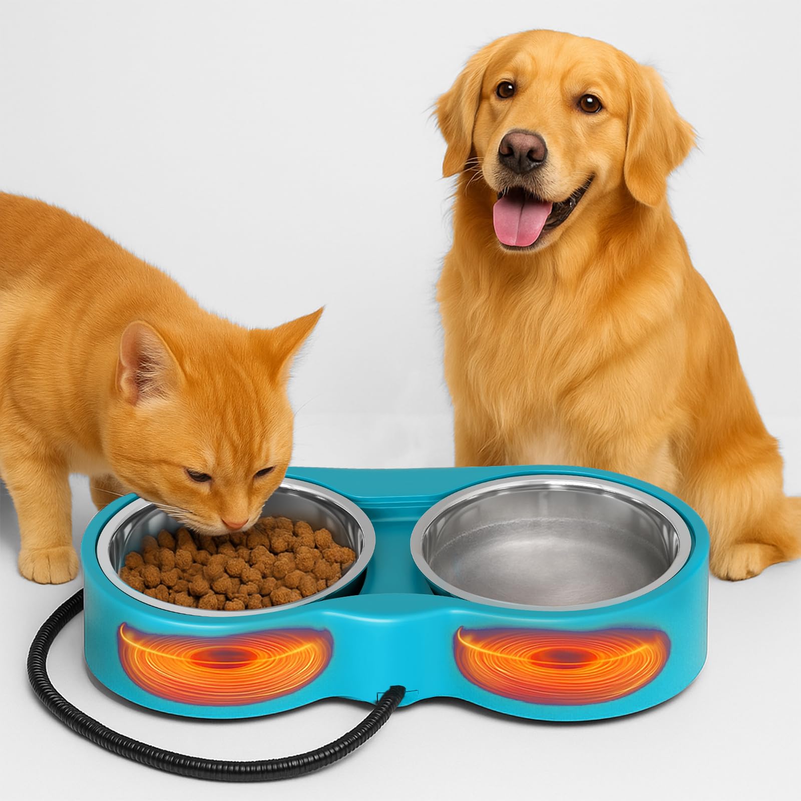YEOLEH pet heated bowl water frozen-proof keeps liquid available in winter for pets.