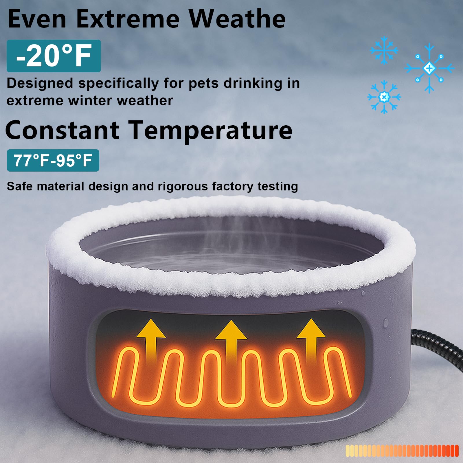 YEOLEH Pet Heated Bowl waterproof-construction endures outdoor conditions and weather.