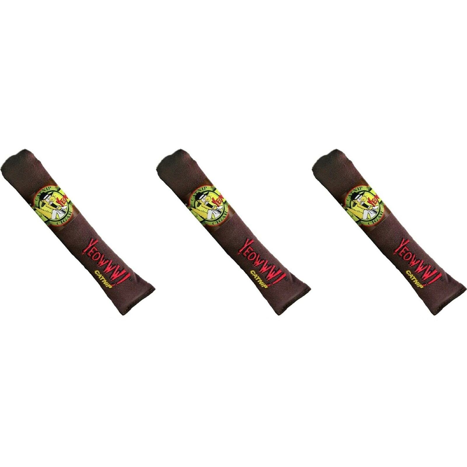 Yeowww! Catnip Cigar pack shows three toys for interactive play and enrichment