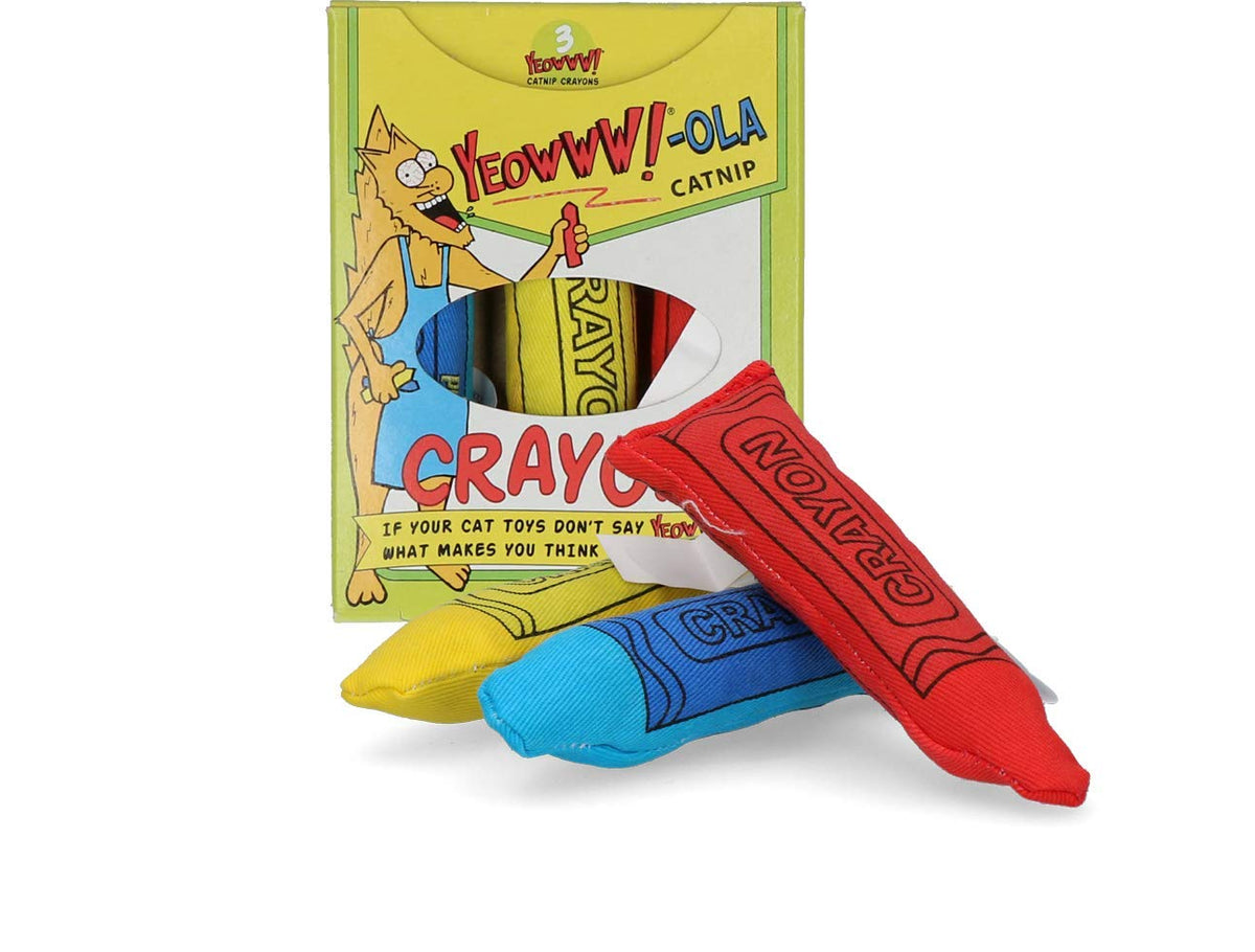 YEOWWW! catnip crayon trio pack—colorful cat toys for engaging playtime
