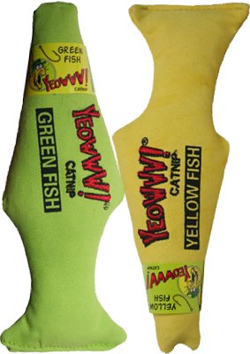 Yeowww! yellow and green catnip fish pack for engaging play and scent enrichment