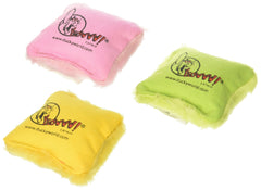 Yeowww! catnip pillow trio pack in pink, yellow, and green for playful stimulation.
