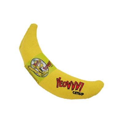 YEOWWW! catnip banana toy inviting playful batting and sniffing