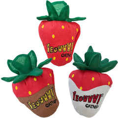 Yeowww! Strawberries catnip cat toy pack-3 showcases variety and lasting enrichment.
