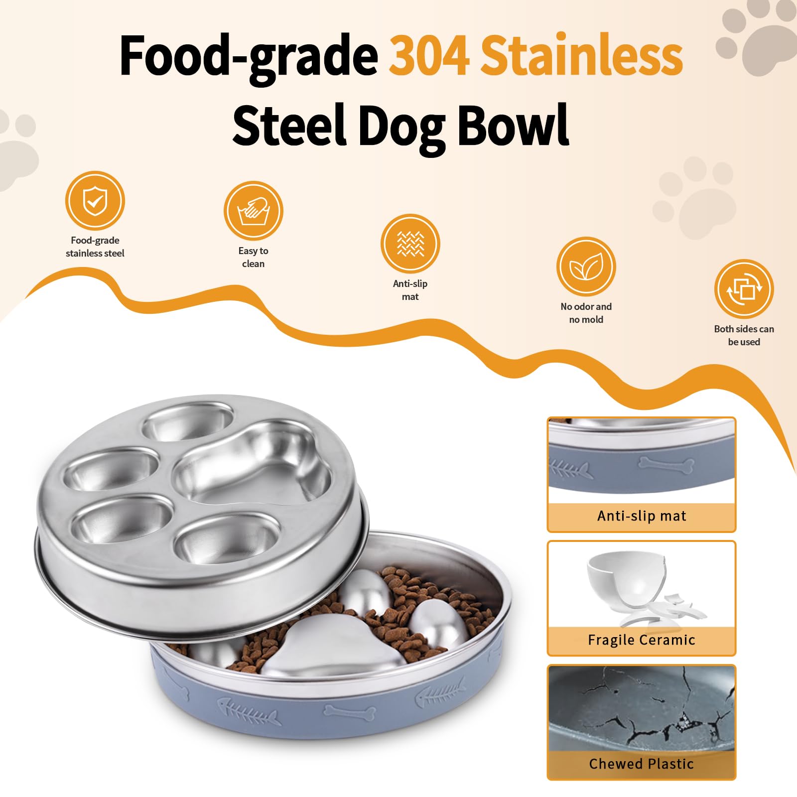 YeQIENGC slow feeder dog bowl double-sided design offers adjustable difficulty.