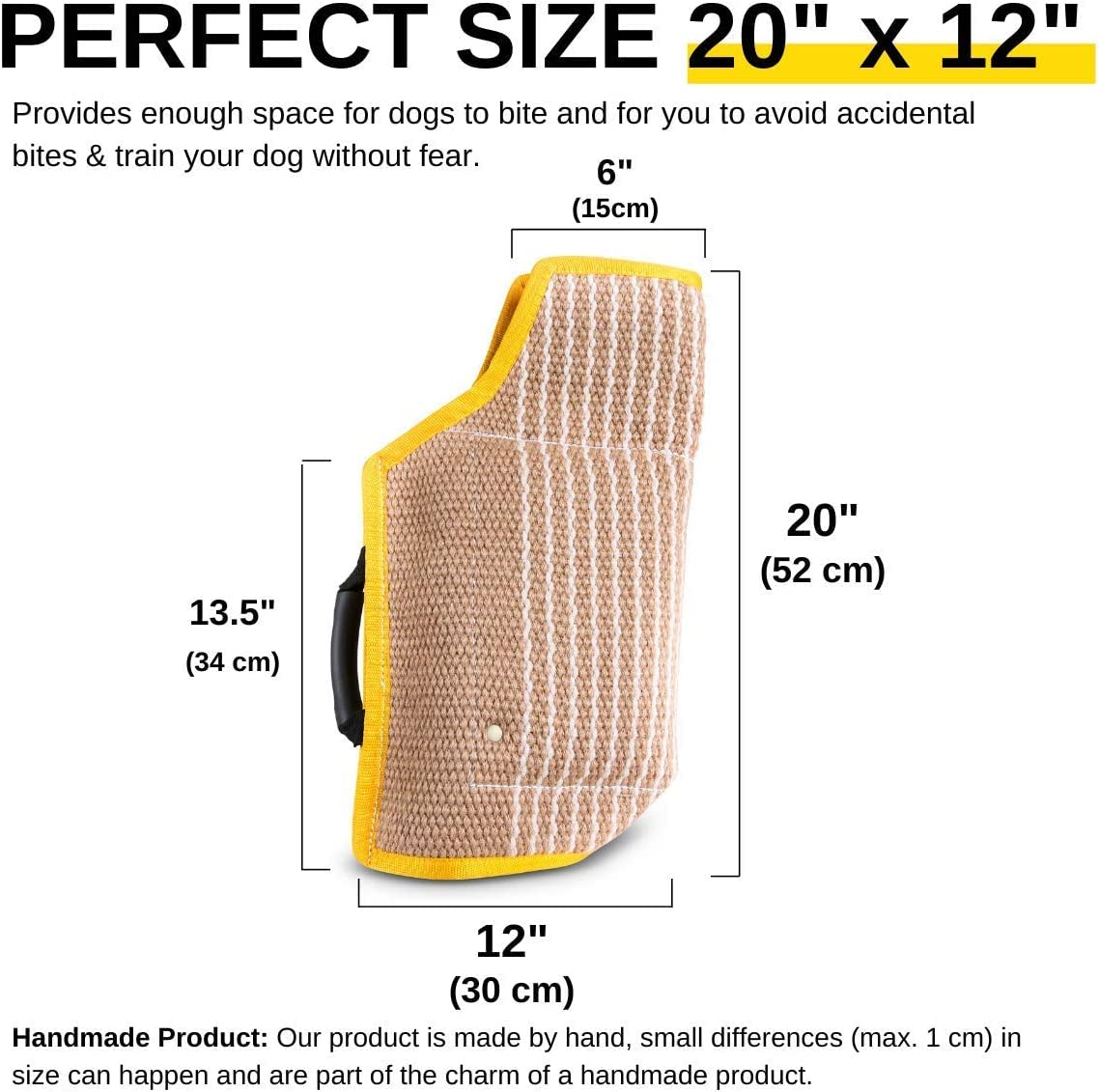YES4QUALITY dog bite sleeve highlighting high quality jute material for tough bites.