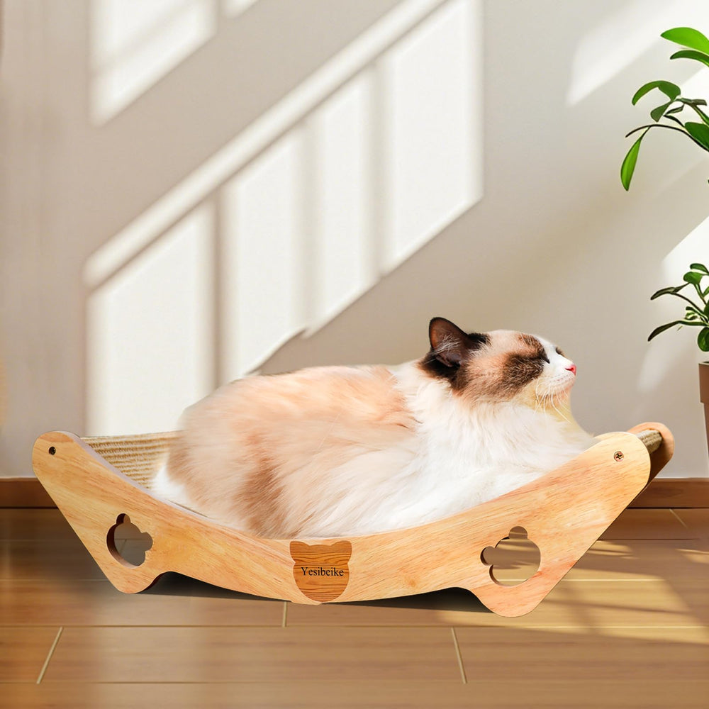Yesibeike upgraded oak xl sisal-scratcher-bed central scratch and lounge space for indoor cats.