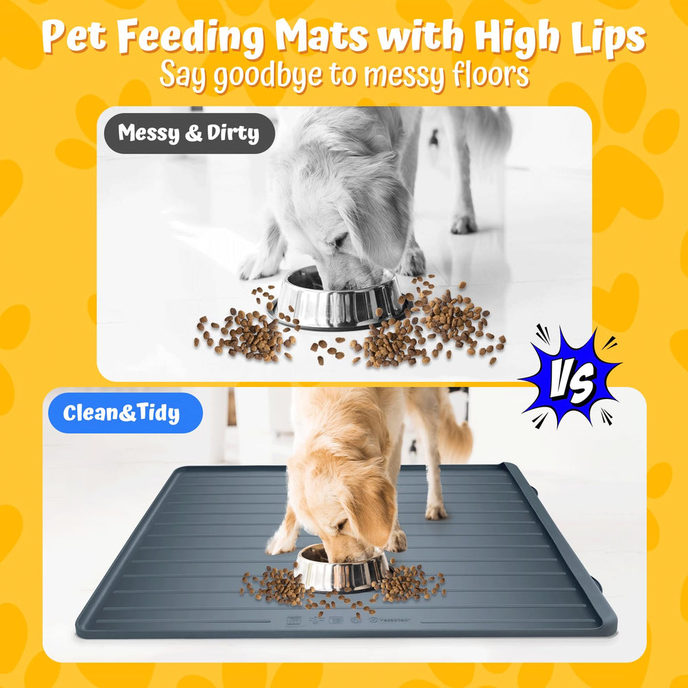 Yessotech dog feeding mat with bite-resistant edges withstands energetic meals.