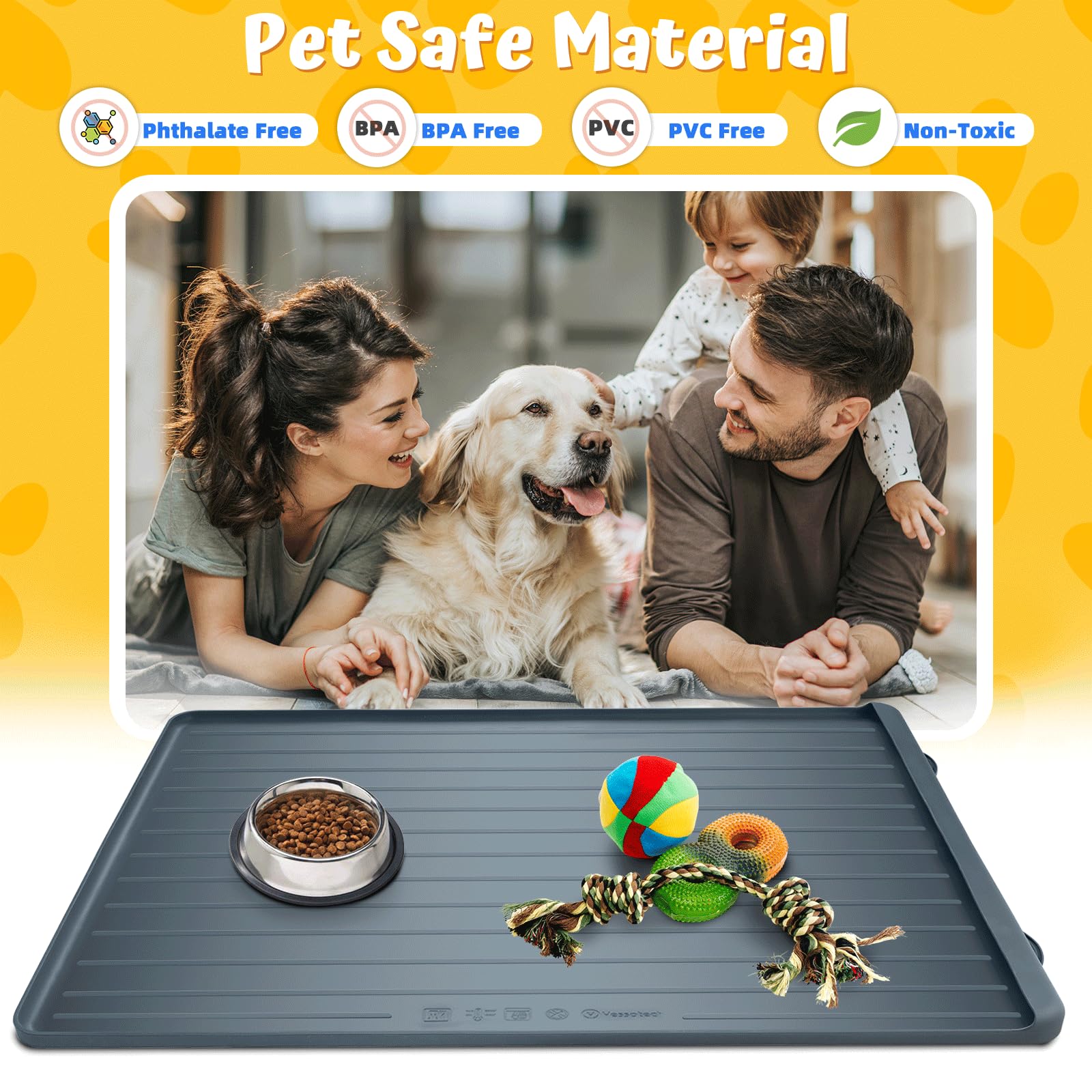 Yessotech silicone mat is BPA-free and odorless for safe, pet-friendly use.
