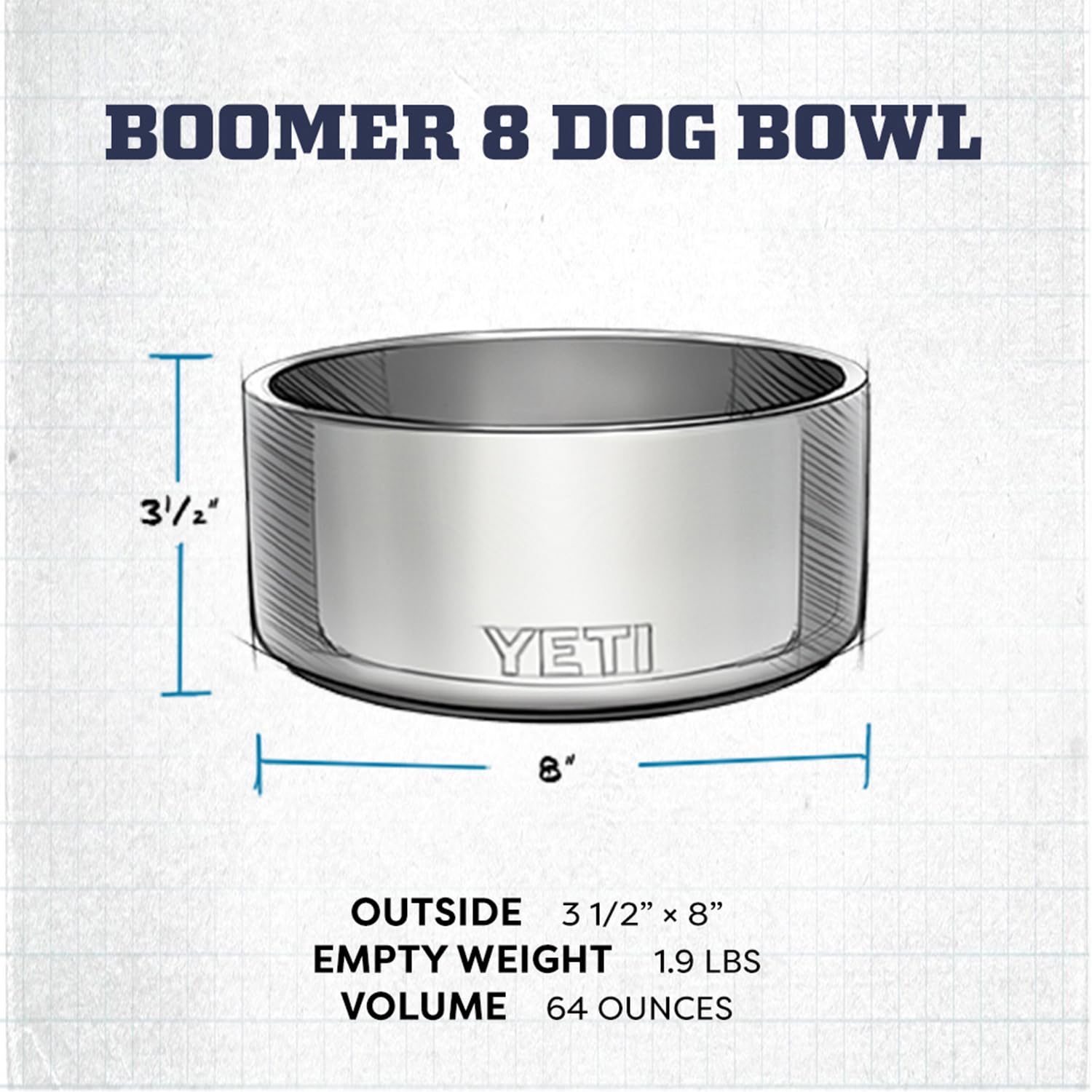 YETI Boomer dishwasher-safe label for easy cleanup after adventures.