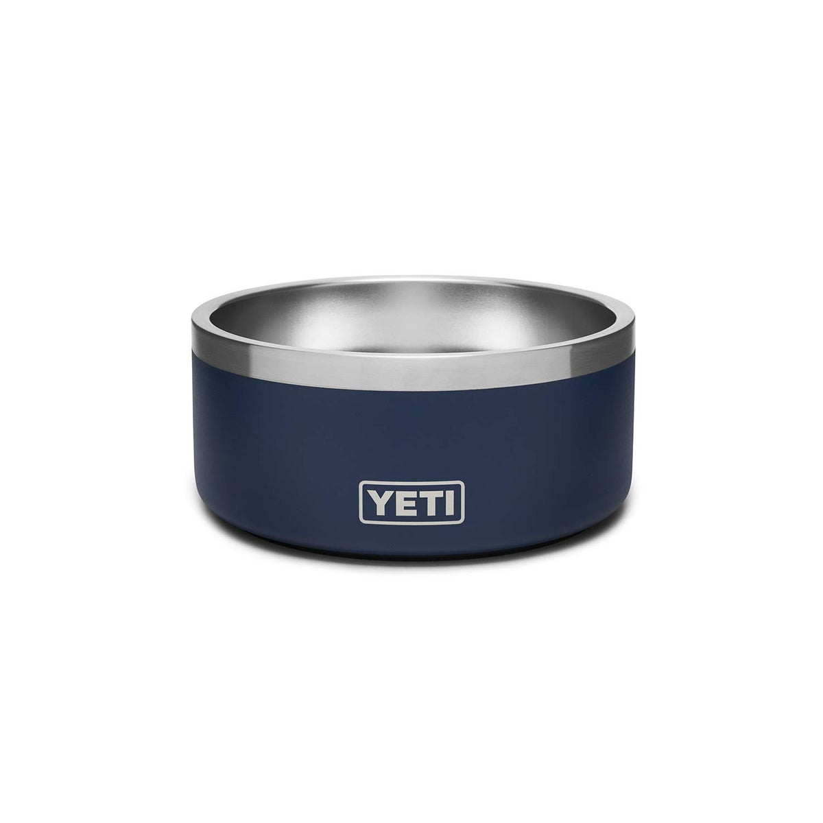 YETI Boomer 4 navy bowl front view shows durable stainless steel and 32-ounce capacity.
