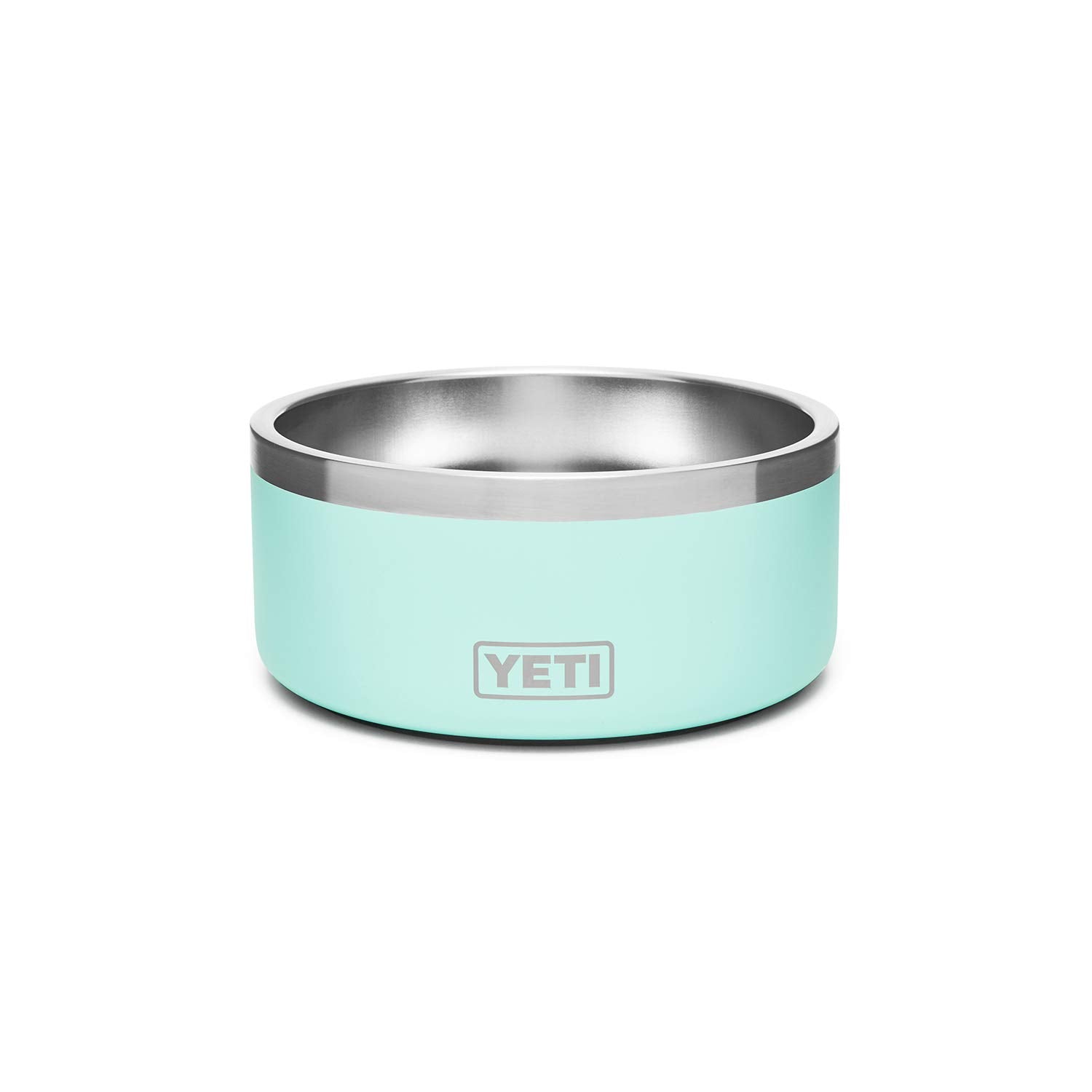 YETI Boomer 4 seafoam dog bowl filled with kibble for easy feeding.