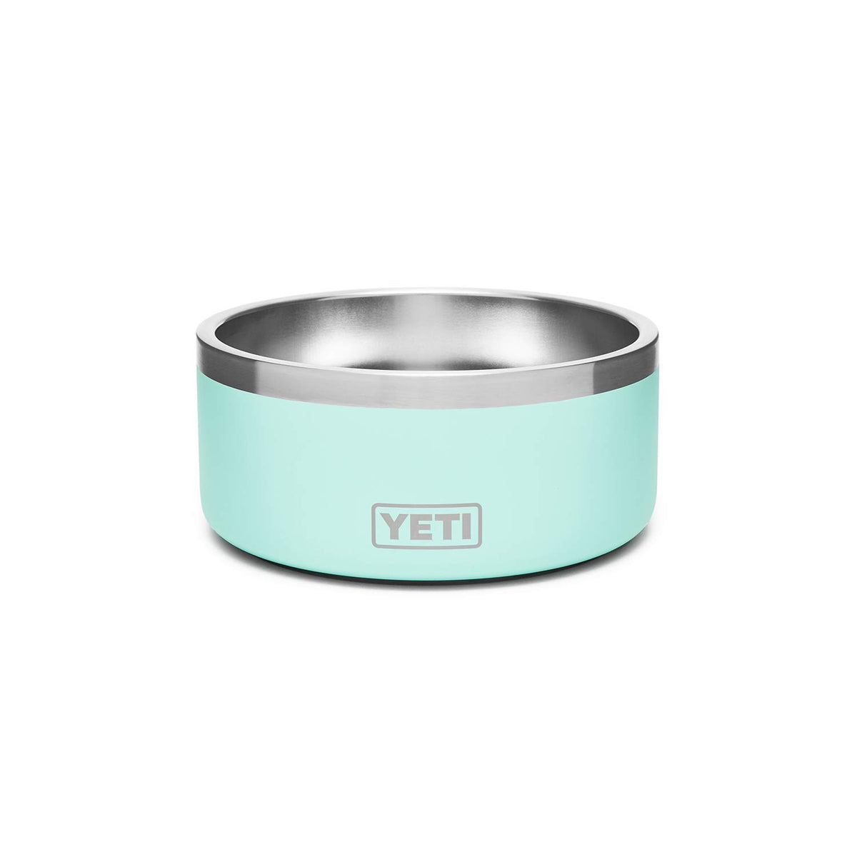 YETI Boomer 4 seafoam dog bowl filled with kibble for easy feeding.