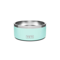 YETI Boomer 4 seafoam dog bowl filled with kibble for easy feeding.