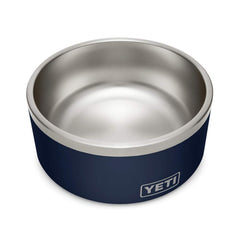 YETI Boomer 8 navy dry kibble view emphasizes food-safe, simple feeding setup