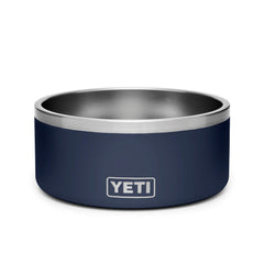 YETI Boomer 8 navy side view shows sturdy stainless steel construction for everyday use