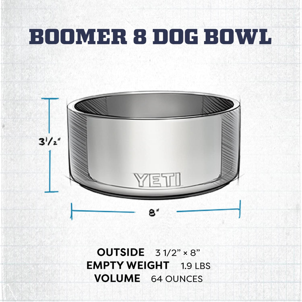 YETI Boomer 8 stainless steel detail indicates rust-resistance and dent-tough durability