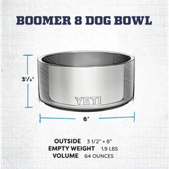 YETI Boomer 8 stainless interior closeup shows dent and rust resistance.