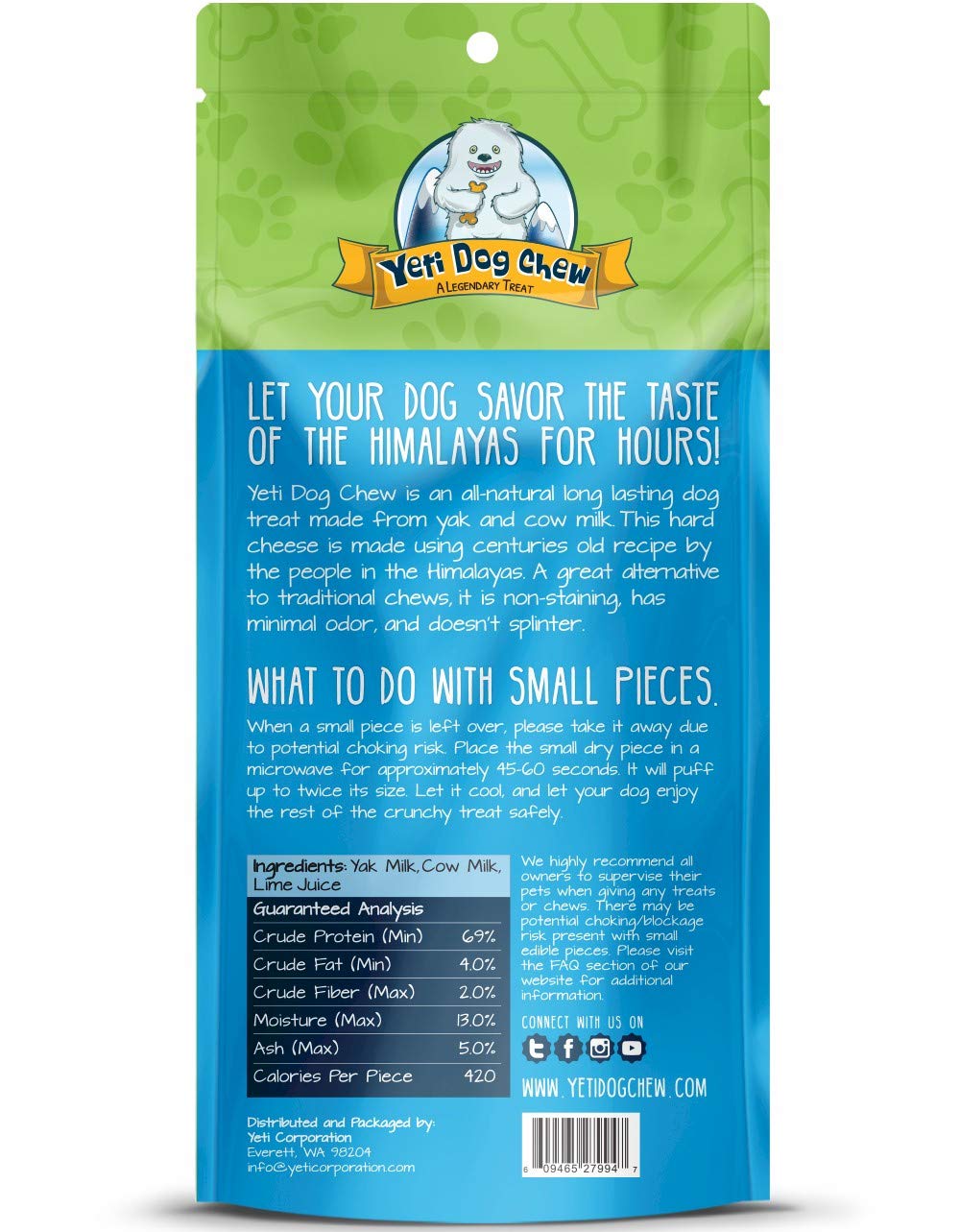 Yeti Dog Chew closeup shows creamy yak cheese texture and natural ingredients