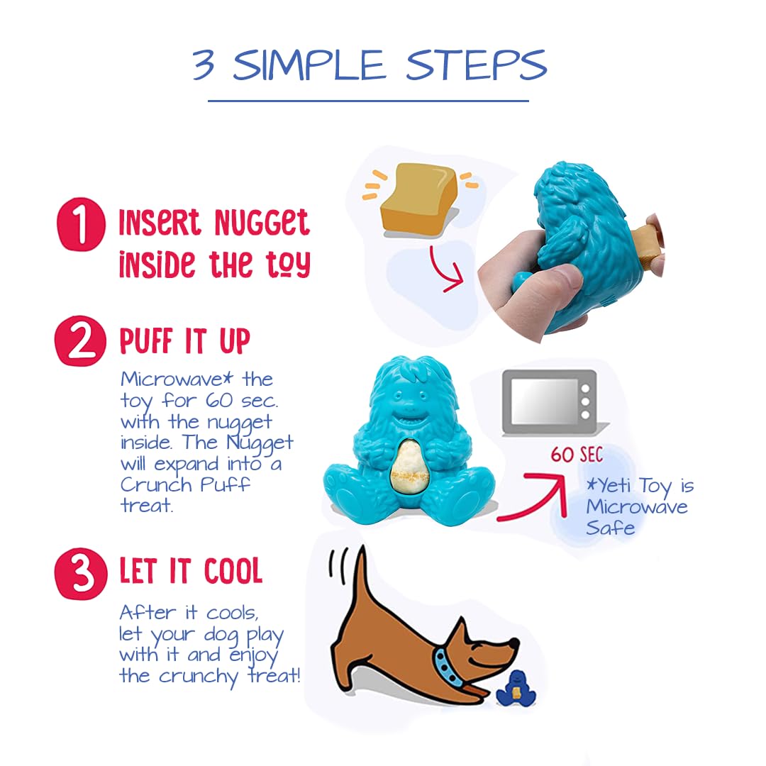 Yeti Puff and Play treat dispenser in action—stimulates mentally with snack-filled puff.