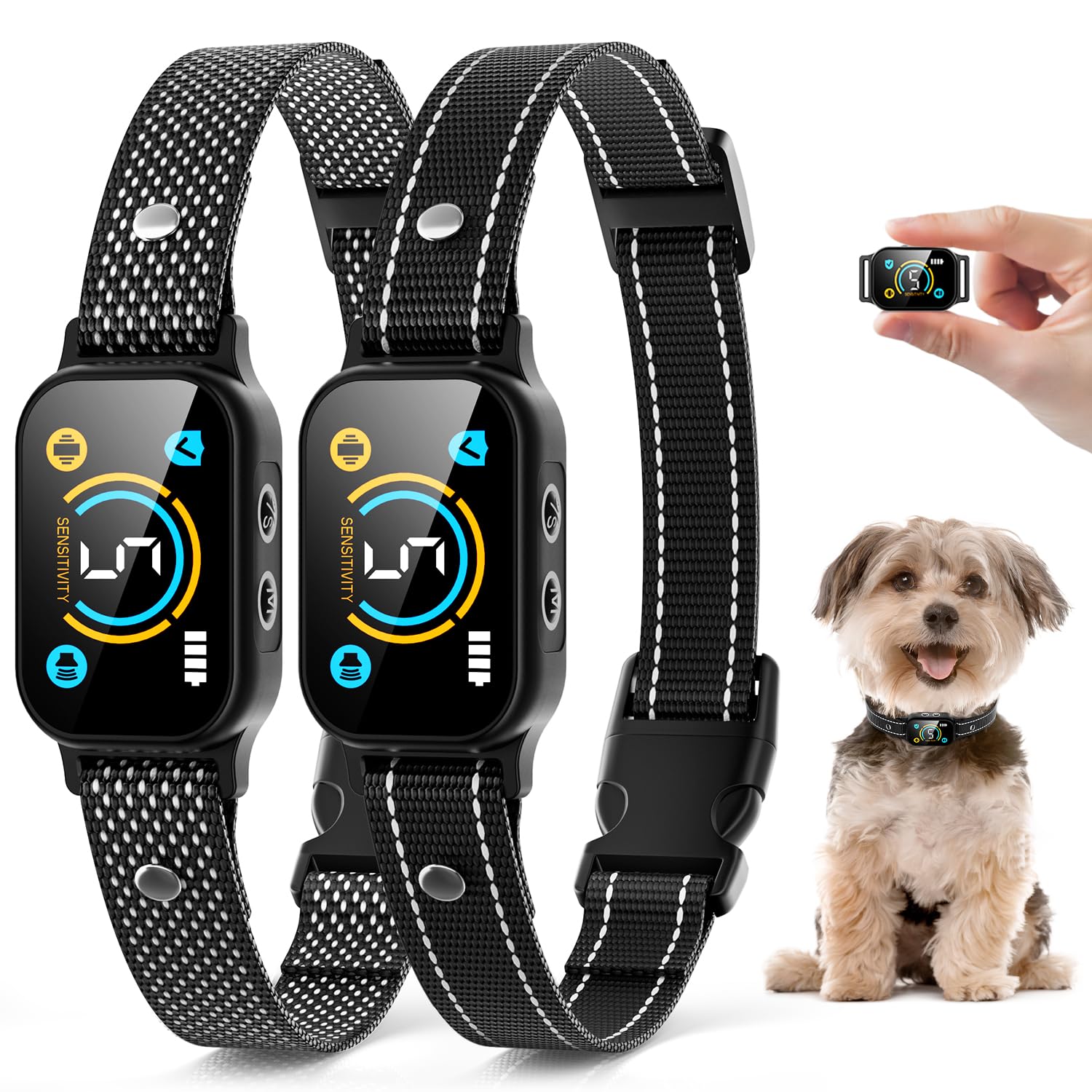 Yetogib bark collar 2-pack packaging highlights compact, safe design for small dogs