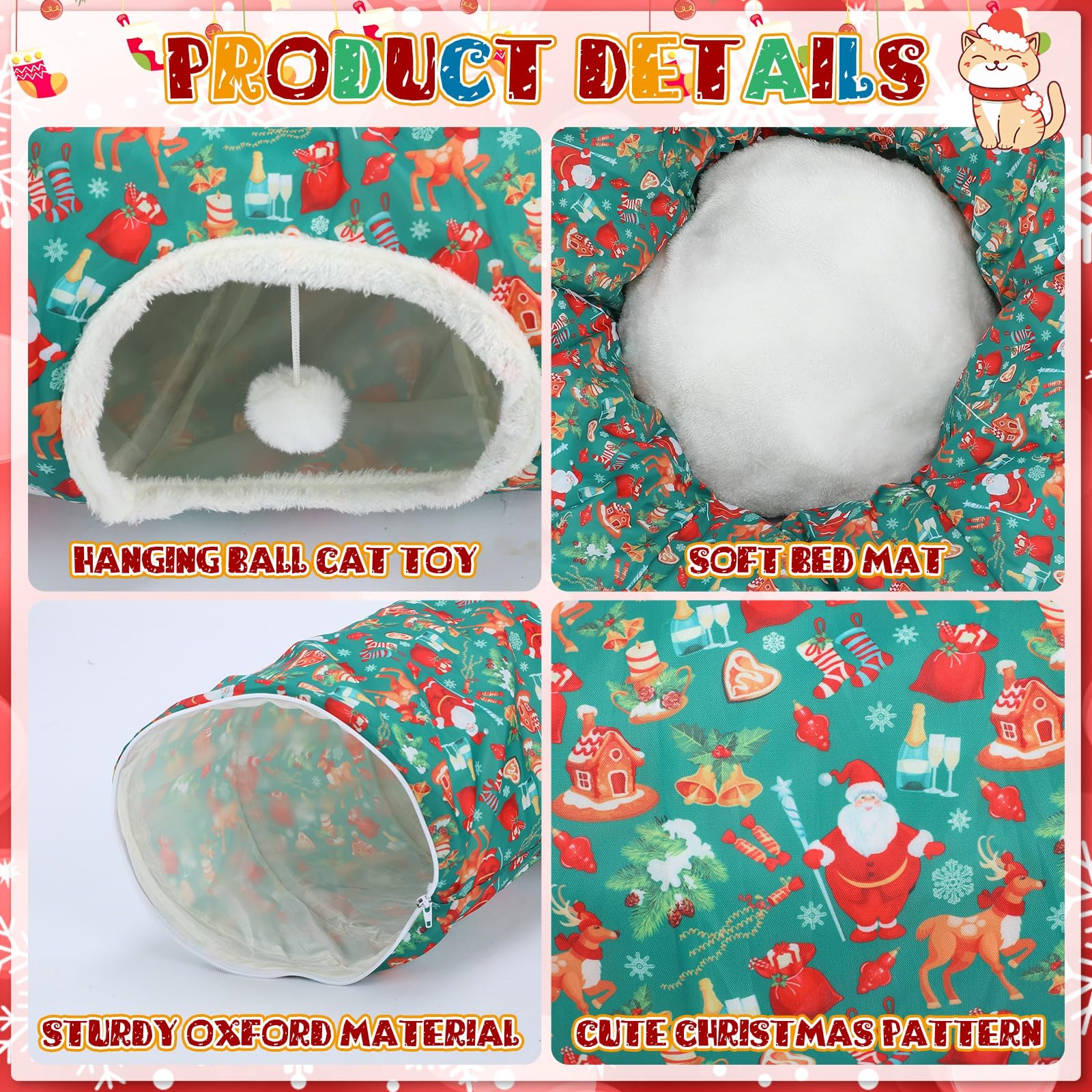 Yeyeplum tunnel interior with plush cushion for cat comfort.